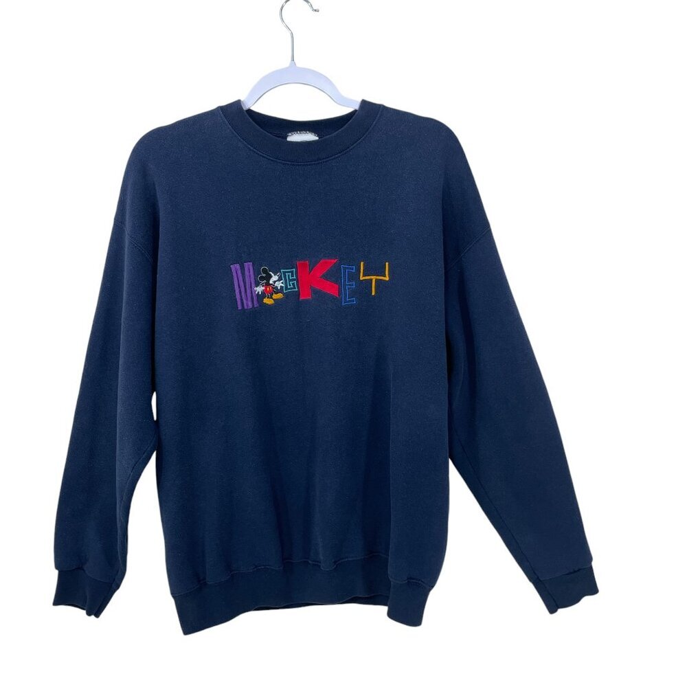 Vtg 90's Mickey & Co‎ Size L Crewneck Sweatshirt Navy Blue Disney Made in USA